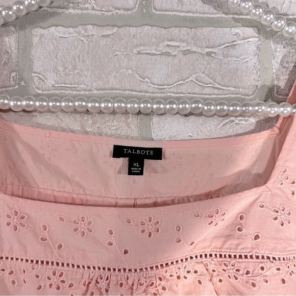 Talbots Eyelet Square Neck Top in Caspian Pink Size XL - Picture 7 of 8